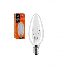 Лампа 40W E14 GE свеча прозрачная